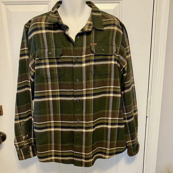 Orvis Other - Orvis Men's Sz XL Heavy Green Brown Plaid Flannel Shirt Jacket Shacket Fisherman